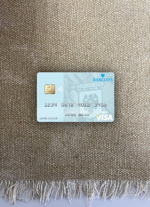 Download Monaco Barclays Bank PLC visa debit card photolook front Photoshop template